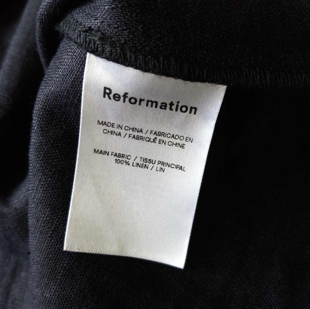 Reformation Tagliatelle Black Linen Midi Dress 6 - Picture 9 of 16